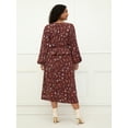 thumbnail image 2 of ELOQUII Elements Women's Plus Size Mixed Print Midi Dress With Peplum, 2 of 5