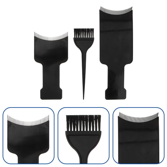 Yardwe Hair Color Brush Highlighting Board Brush Kit Black Plastic 3Pcs