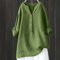 thumbnail image 5 of Women's 3/4 Sleeve Cotton Linen Jacquard Blouses Top T-Shirt, 5 of 6