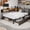 Gray, variant on Anyhave Twin Corner Bed Frame with Bookcase, LED Lights, 2 Drawers, Charging Station, Upholstered Headboard, Gray