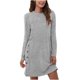 thumbnail image 1 of Moda mujer casual cuello redondo manga larga sólido damas botón mini vestido Fridja  NMB613, 1 of 6