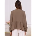 thumbnail image 4 of DARING DIVA Women's Maternity Empire Waist Babydoll Lantern Sleeve Blouse L Brown, 4 of 8