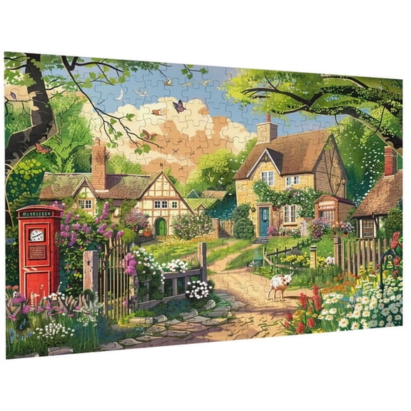 Beautiful Church Lane 100 Piece Jigsaw Puzzle for Adults Unique Pieces Anti-Glare Surface, Eco-Friendly