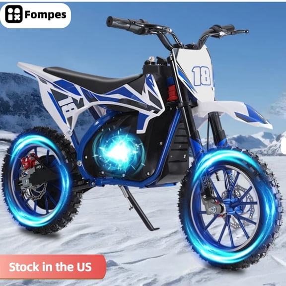 Fompes Electric Dirt Bike,3 Speed Modes up to 15.5 mph, 36V Electric Motorcycle for Kids, 250W High-Performance Motor Ebike, Blue
