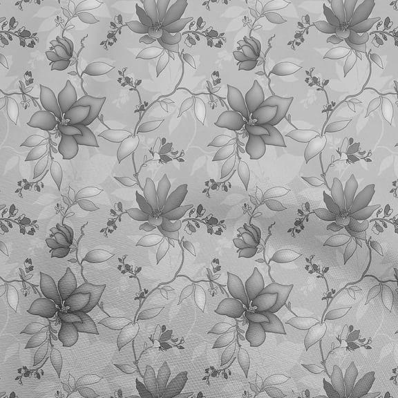oneOone Polyester Spandex Gray Fabric Floral Retro Fabric For Sewing Printed Craft Fabric By The Yard 56 Inch Wide