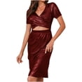 thumbnail image 2 of FcBaudy Robe à Manches Courtes Col en V, Robes d'Été pour Femmes, Robes d'Été pour Femmes Robe Décontractée Longueur Genou, 2 of 5