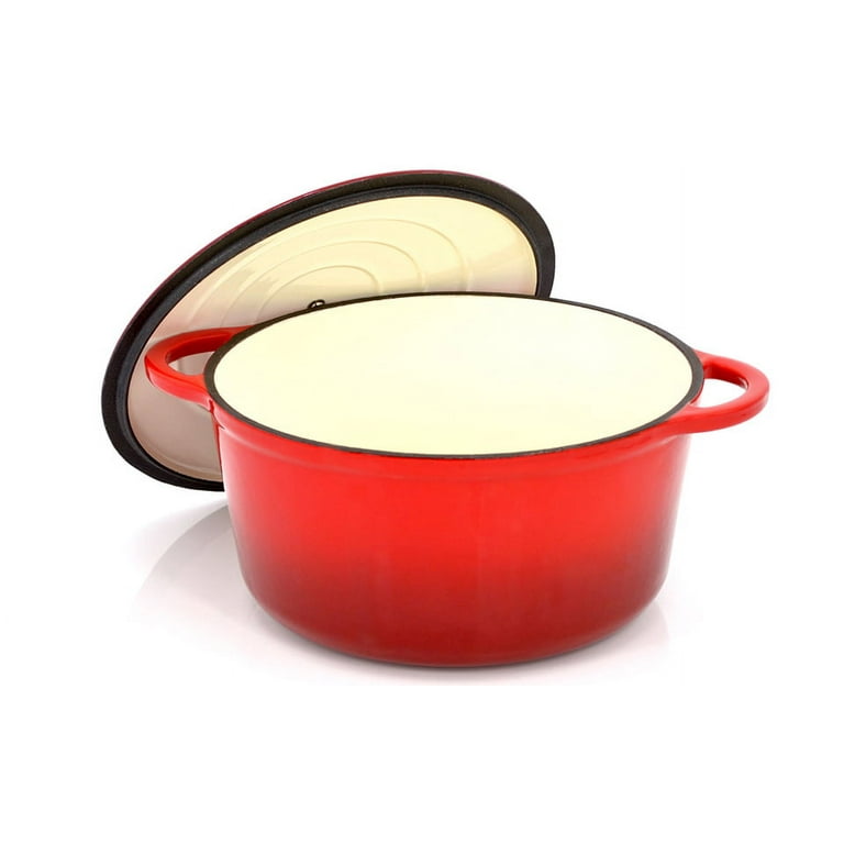 Enameled Cast Iron Dutch Oven - Red Color with Lid, 3.2-quart - by Uto –  Kitchen Hobby