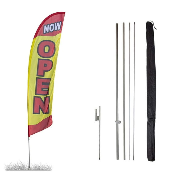 Vispronet Now Open Feather Flag Kit, 13.5ft Pole Set with Ground Stake