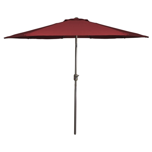 9ft Outdoor Patio Market Umbrella with Hand Crank and Tilt, Burgundy