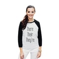 thumbnail image 2 of Thread Tank There Their Theyre Unisex 3/4 Sleeves Baseball Raglan White Black X-Large, 2 of 4