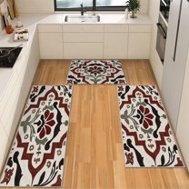 IsecretJoy Washable Kitchen Rugs Sets of 3, Non Slip Kitchen Mats for Floor Waterproof & Stain Resistant Runner Rug for Kitchen, Laundry Room, Hallway