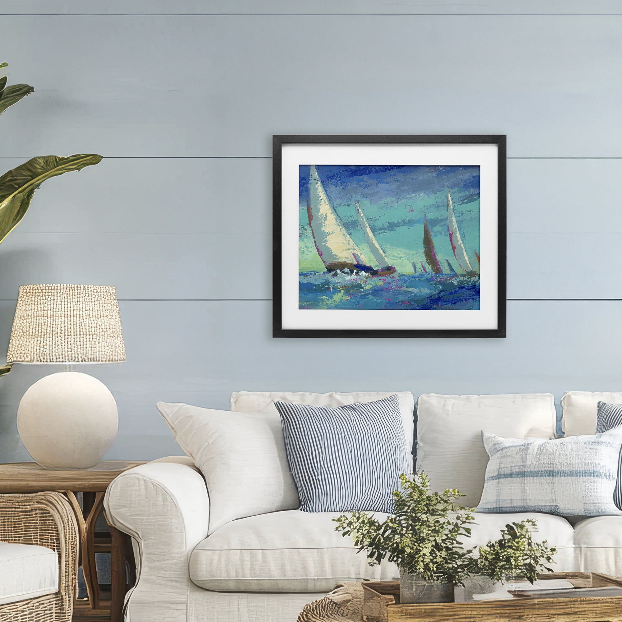 Stupell Industries Abstract Expression Regatta Black Framed Print Under Glass, design by Beth A. Forst