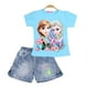 thumbnail image 2 of Algodón Disney Niñas Trajes de manga corta de dibujos animados Frozen Elsa verano niños Jeans Shorts ropa conjunto niños traje ropa Sofia4T Gao Jinjia LED, 2 of 2