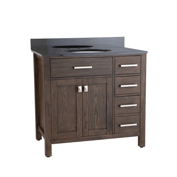 Mason Hill 36 Inch Oak Vanity with Oval Undermount Sink - Dark Oak