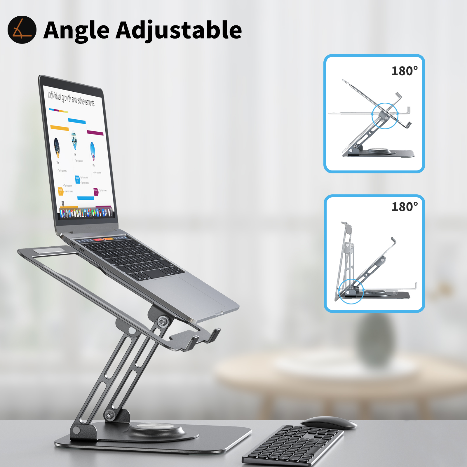 Joyeky Foldable Laptop Stand 360° Rotating, Gray photo 3