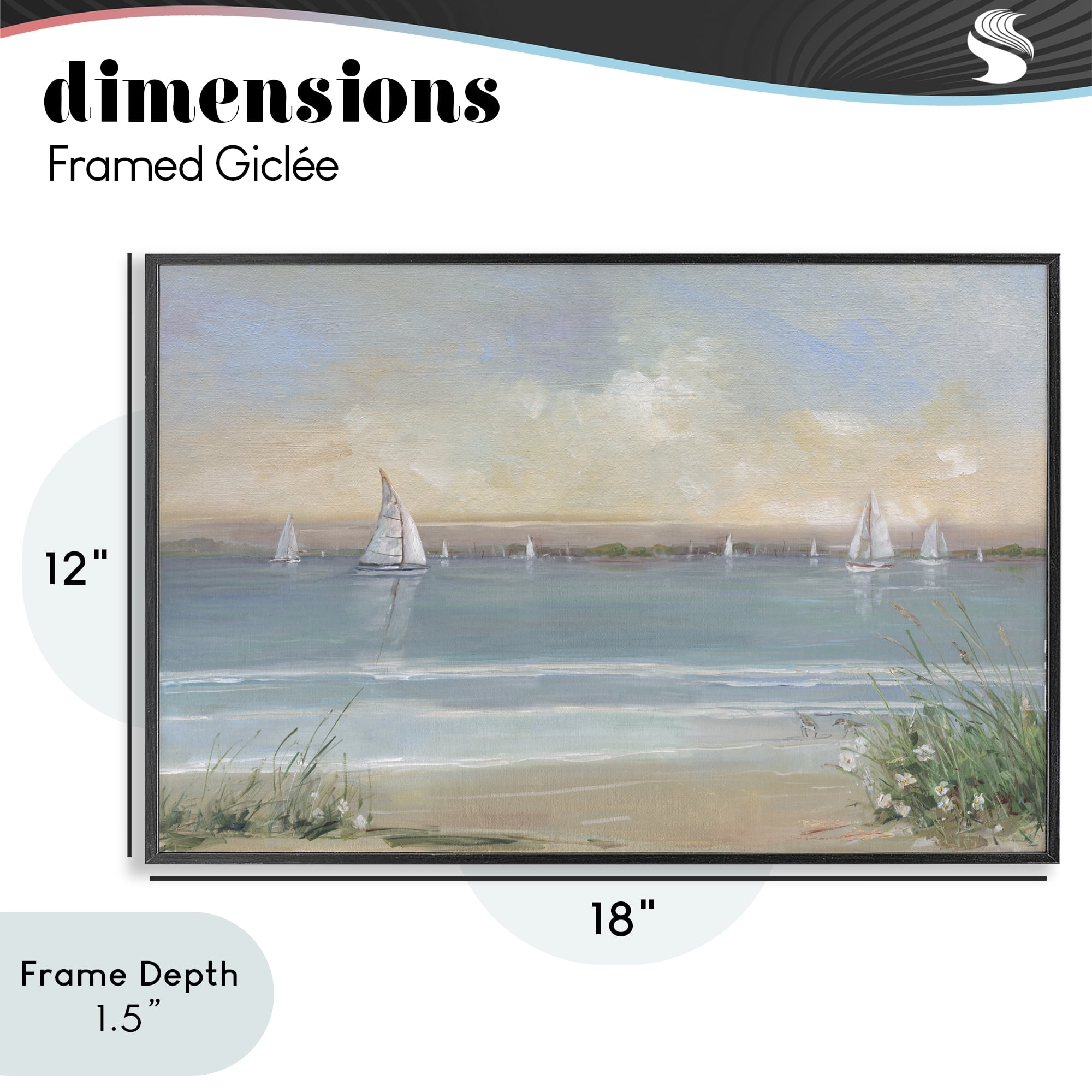 Stupell Industries Coastal Sailing At Dawn Black Framed Giclee Art, design by Sally Swatland