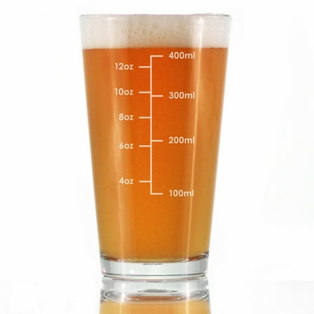 Bevvee Pint Glass 16 oz Measuring Glass PG Gifts for Beer Enthusiasts Beer Glasses