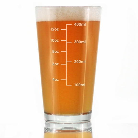 Bevvee Pint Glass 16 oz Measuring Glass PG Gifts for Beer Enthusiasts Beer Glasses