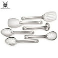thumbnail image 3 of Premium 6 Piece 9" Stainless Steel Cooking & Serving Spoon Set, Includes Solid Spoon, Oval Spoon, Slotted Spoon, Ladel, Spatula & MultiServer - Heavy Gauge Durability - Modern Mirror Finish Flatware, 3 of 5