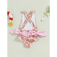 thumbnail image 3 of Suealasg Little Girl Summer One Piece Swimsuit Sleeveless Floral Stripes Monokini Swimwear 1T 2T 3T 4T 5T Kids Toddler Girls Bathing Suit Beach Wear, 3 of 6