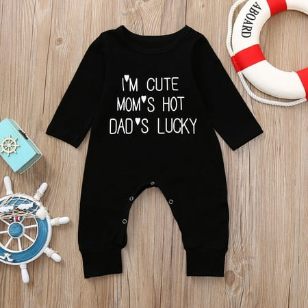 

Yubatuo Newborn Toddler Baby Boys Girls Letter Print Romper Jumpsuit Outfits ClothingBlack70