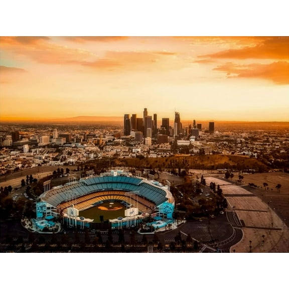 Jigsaw Puzzle for Adults, Los Angeles California Dodger Stadium Cityscape, 1000 Piece Wooden Puzzle, Vibrant Sports Architecture Art for Home or Office Decor