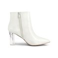 thumbnail image 4 of BLISSFUL STEP Women's Clear Heel Pointy Toe Block Heels Ankle Boots White 6.5, 4 of 8