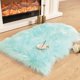 thumbnail image 1 of Funda para silla de piel de oveja sintética suave de lujo, cojín para asiento, alfombras de piel de felpa para dormitorio, 2 pies x 3 pies, blanco, 1 of 6