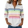 thumbnail image 3 of DIOAZUD Womens 1/4 Zip Pullover Striped Sweatshirt Collared Long Sleeve Fall Pullover Sweatshirt Casual Loose Fit Tops, 3 of 7