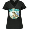 thumbnail image 3 of Inktastic Cat Nap Cute Sleeping Cat Women's Plus Size V-Neck T-Shirt, 3 of 5