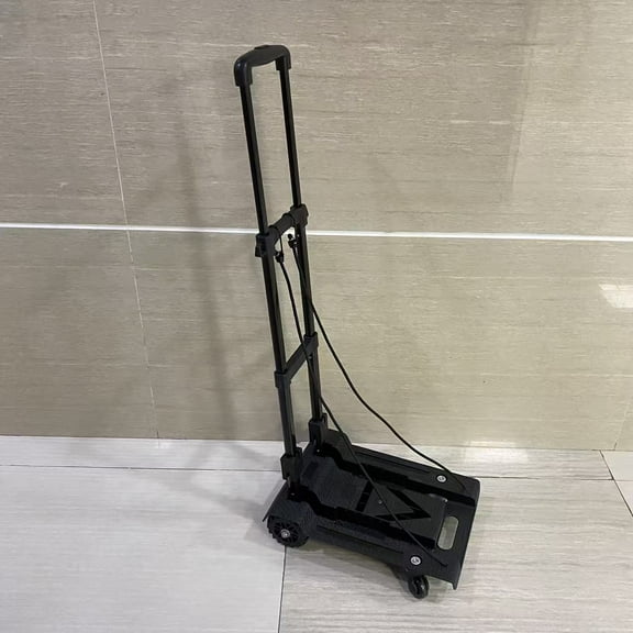 CBD Trolleys,Folding Hand Truck 500lbs, Portable Heavy Duty Dolly Cart, 4 Wheels Collapsible Luggage Cart with 2 Elastic Ropes - Compact Trolley Cart for Easy Moving