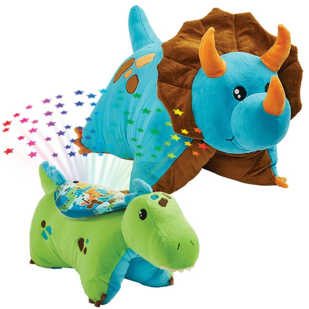 Blue Dinosaur Pillow Pet and Green Dinosaur Sleeptime Lite Slumber Pack
