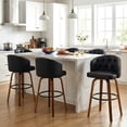 thumbnail image 5 of Fahomiss 26" Swivel Counter Height Bar Stools Set of 6, Black Leather Farmhouse Kitchen Stools, 5 of 10