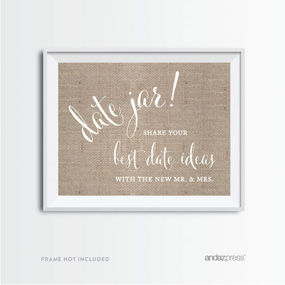 Date Jar - Share Best Date Idea Burlap Wedding Party Signs