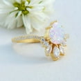 thumbnail image 4 of JEWELRYTREASURE 7x5 MM / 1.5 ct Fire Opal Engagement Ring Rose Gold Plated Bridal Ring Curved Diamond Jewelry Christmas Day Gift for Women, 4 of 8