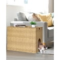 thumbnail image 3 of Cat Litter Box Enclosure with Litter Trapping Mat; Handwoven Plastic Rattan Cat House; No Installation Hidden Cat Washroom; Pet Crate for Balcony,Bedroom,Living Room, 3 of 7