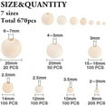 thumbnail image 3 of 670pcs Wood Beads 7 Size Unfinished Wood Ball Natural Wooden Bead Loose Spacer Beads, 3 of 9