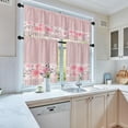 thumbnail image 2 of Pink Rose Kitchen Curtains Floral Window Curtains Valance and Tier Set 36 Inch, Romantic Flowers Delicate Rod Pocket Short Tier Curtain, Chic Classic Small Cafe Curtains for Kitchen Decor, 2 of 6