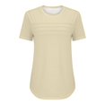 thumbnail image 4 of Duoif Shirts for Women, Women's T Shirt Short Sleeve Formal Casual Shirt Summer Clothing Flowing Creases Front Round Neck Summer Tops Beige L, 4 of 5