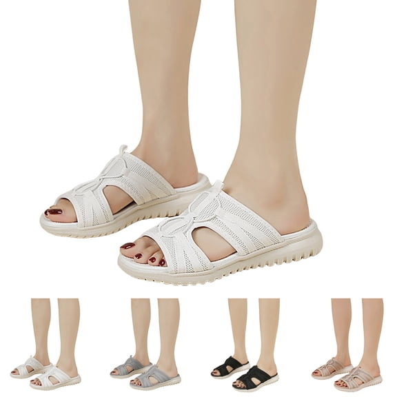 Dakaela Slides Sandals for Women Breathable Mesh Sports Athletic Casual Slippers Lightweight Memory Foam Non Slip Walking Shoes with Arch Support Size 6-10 Black