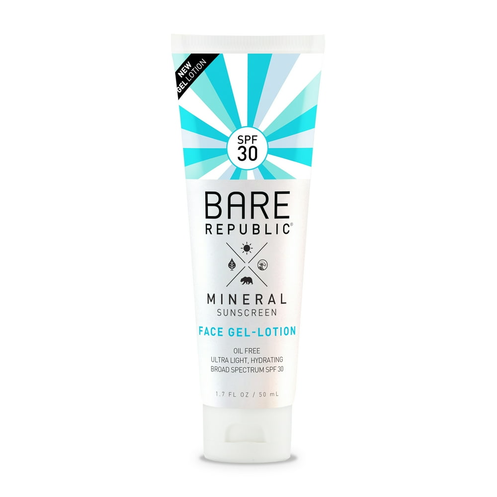 Bare Republic Mineral SPF 30 Sunscreen Face GelLotion, Fragrance Free, 1.7 fl oz