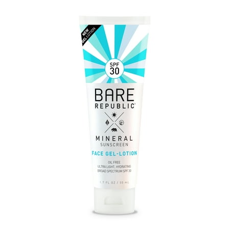 Bare Republic Mineral SPF 30 Sunscreen Face Gel-Lotion, Fragrance Free, 1.7 fl oz