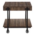 thumbnail image 3 of Hyssop 1-Shelf Wood Square End Table with Wheels, Dark Walnut and Black, 3 of 9
