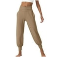 thumbnail image 3 of BXINGOHAI Women's Yoga Joggers, Cozy Sweatpants with Pockets Casual Loose Comfy High Waisted Lounge Pants Khaki M, 3 of 7
