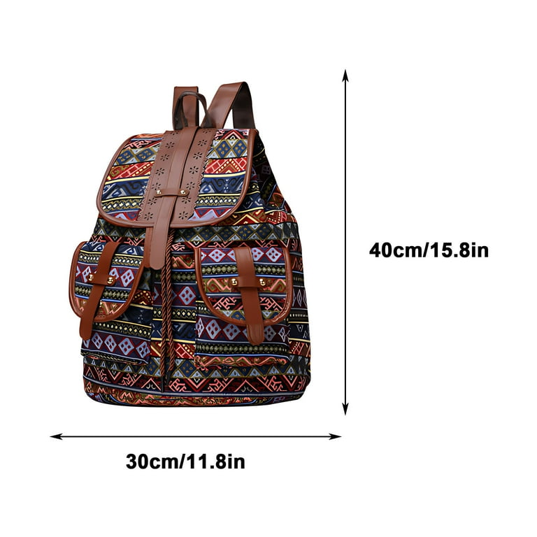 バッグ Vintage Ethnic Pattern Design Backpack Vintage Ethnic Floral Canvas Backpack | Drawstring Closure