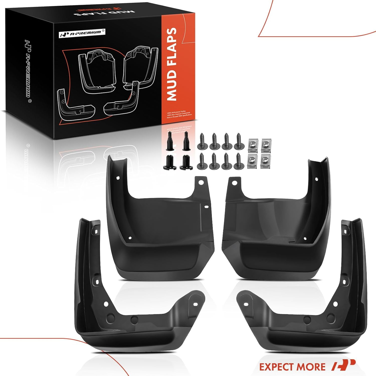 A-Premium Set of 4PCS Mud Flaps Splash Guards Mudguards Mudflaps with Hardware Kits Accessory Compatible with Honda Odyssey 2014-2017 Mini Passenger Van, Front and Rear (Driver & Passenger Sides)