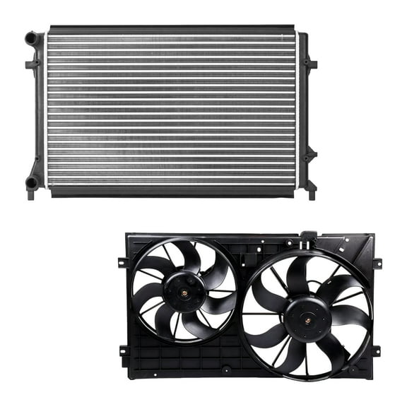 AutoShack Radiator & Coling Fan Set For 2005-2010 VW Jetta 2008 GTI 2.0L 2.5L FWD RKPKG00007