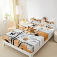 thumbnail image 4 of jejeloiu Vintage Floral Queen Sheet Sets,Orange Splatter Ink Flat Sheet,Rustic Farmhouse Cabin Queen Fitted Sheet For Children,Ultra Soft Bedroom Decoration,4-Piece, 4 of 7
