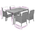 thumbnail image 4 of vidaXL 5 Piece Garden Dining Set with Cushions Black Poly Rattan, 4 of 5