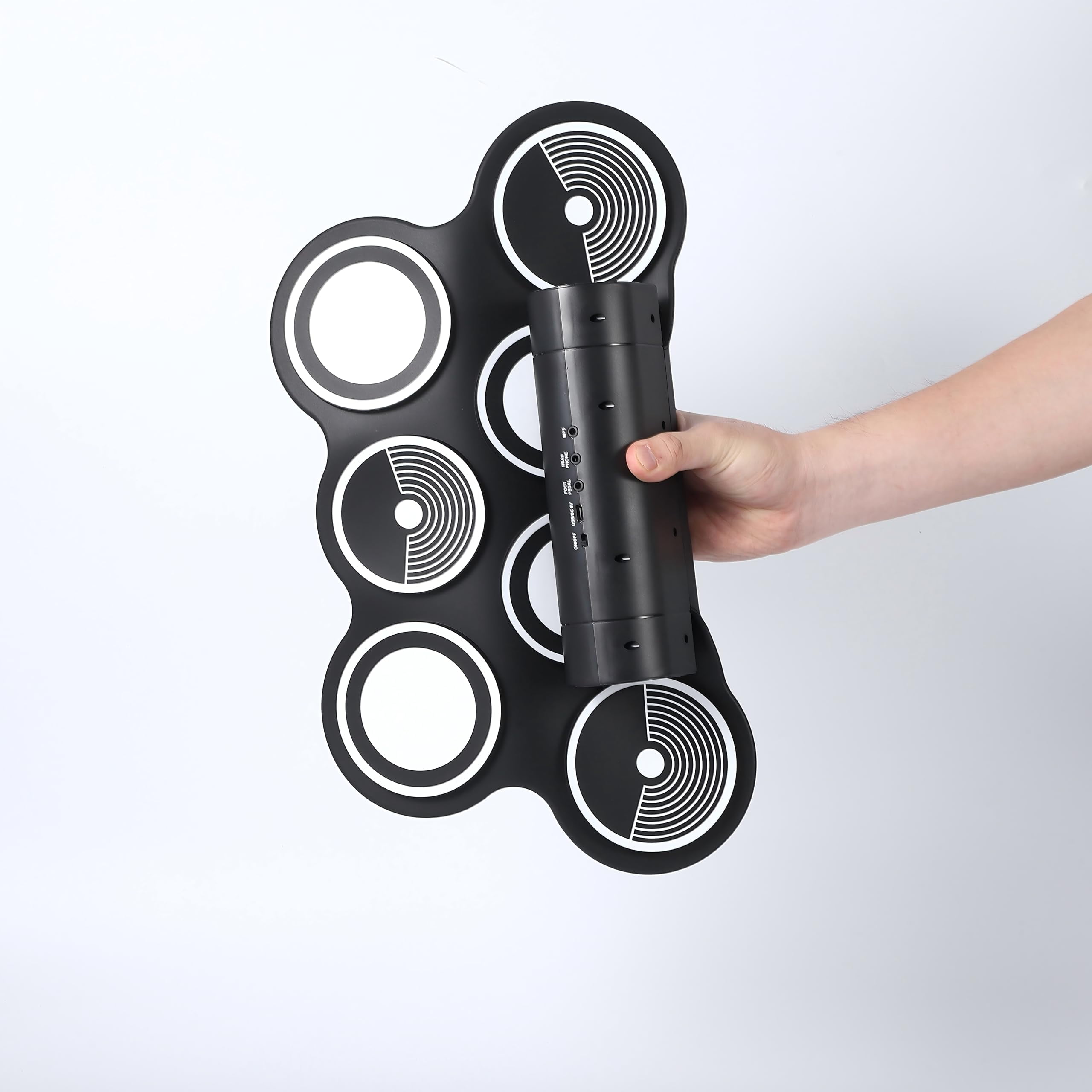Electronic Drum Set with 9 Pads, Portable Roll-Up Drum Kit with Built-in Speaker, Headphone Jack, Pedals & Sticks, Recording Function, Best Holiday Gift For Music Lover